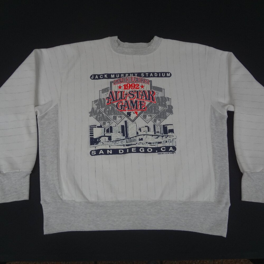 VINTAGE 1992 ALL STAR GAME SAN DIEGO CALIFORNIA PADRES WHITE XL SWEATSHIRT K904